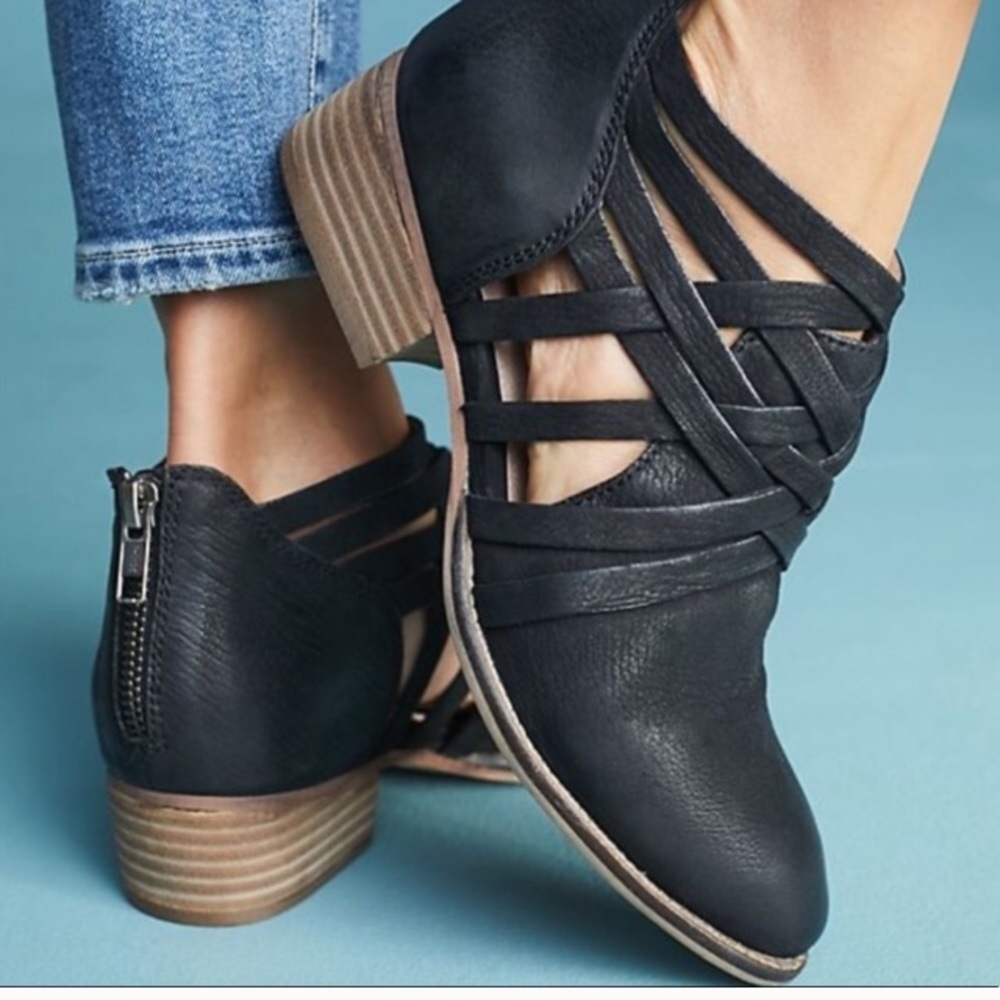 Seychelles Black So Blue Cutout Ankle Boots